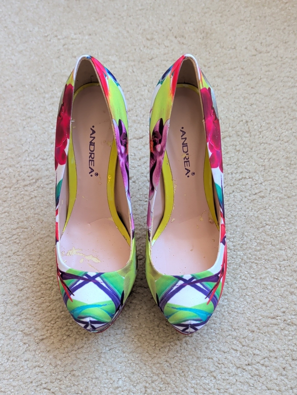 Beautiful Floral Andrea Platform Heels